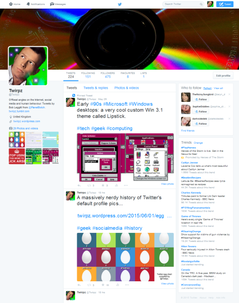 2014 2015 Twitter profile page Twirpz